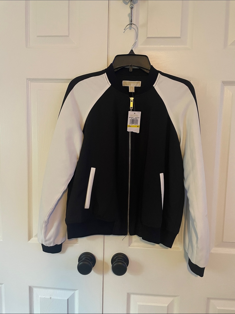 Michael Kors Black and White Bomber Jacket